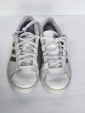 adidas White Low-Top Sneakers with Leopard Print Stripes